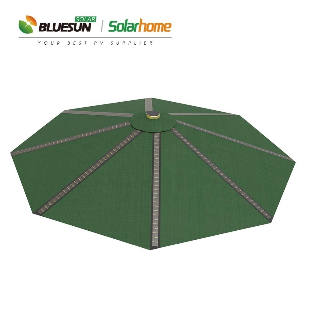 Bluesun Outdoor Solar Power Umbrella LED light Solar Beach  Umbrella With USB Charger