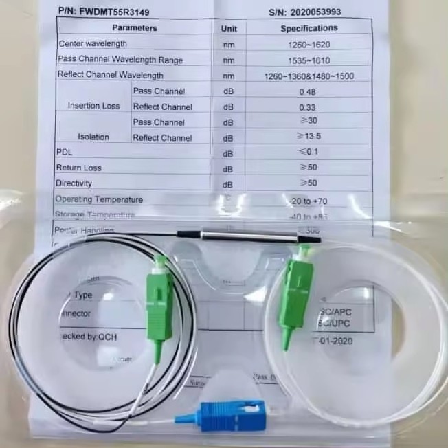 WDM/CWDM/FDWM Passive Optical Mux/Demux Optical Steel Tube Mini Multiplexers 1260~1620nm