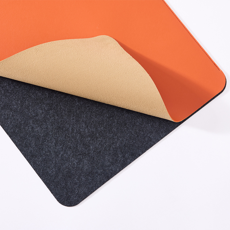 Custom New Design Multipurpose Double Layers Leather Desk Mat PVC Storage Felt Waterproof Gaming Mousepad Table Mat For Office