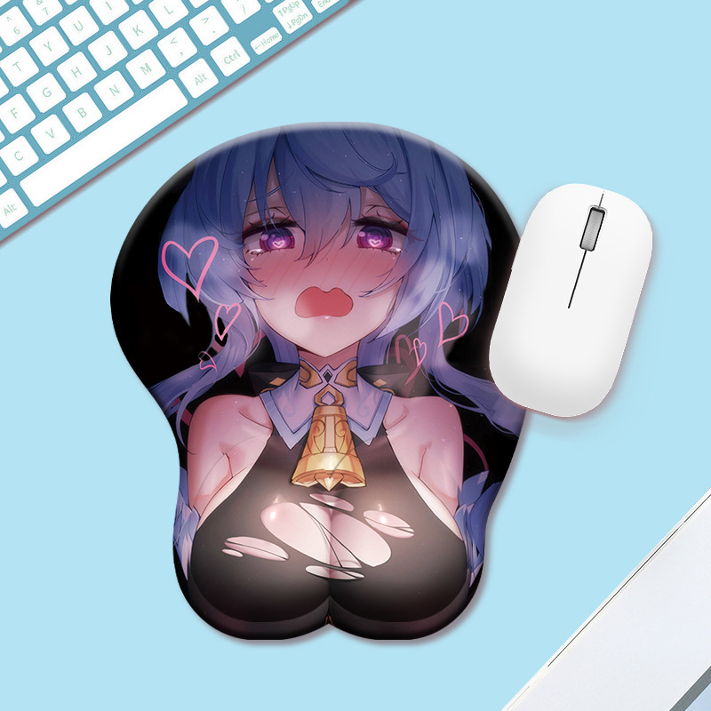 Wholesale Custom Silicone 3D Breast Mouse Pad Full Color ODM/OEM Gaming Anime Mouse Pad With Wrist Rest