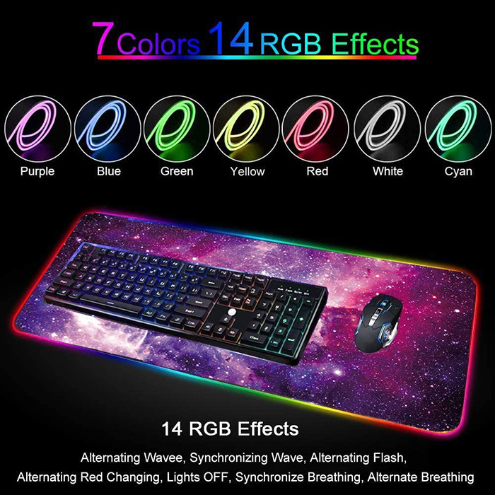 Extra Large RGB Gaming Mouse Pad Natural Rubber Desk Mat for Computer Keyboard and Laptop Comfortable Mouse Desk Pad