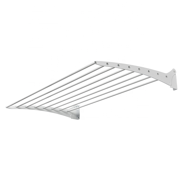 New Foldable Wall Mounted Aluminum Clothes Drying Laundry Rack With 6 Hooks Cloth Line Hanger For Indoor Outdoor