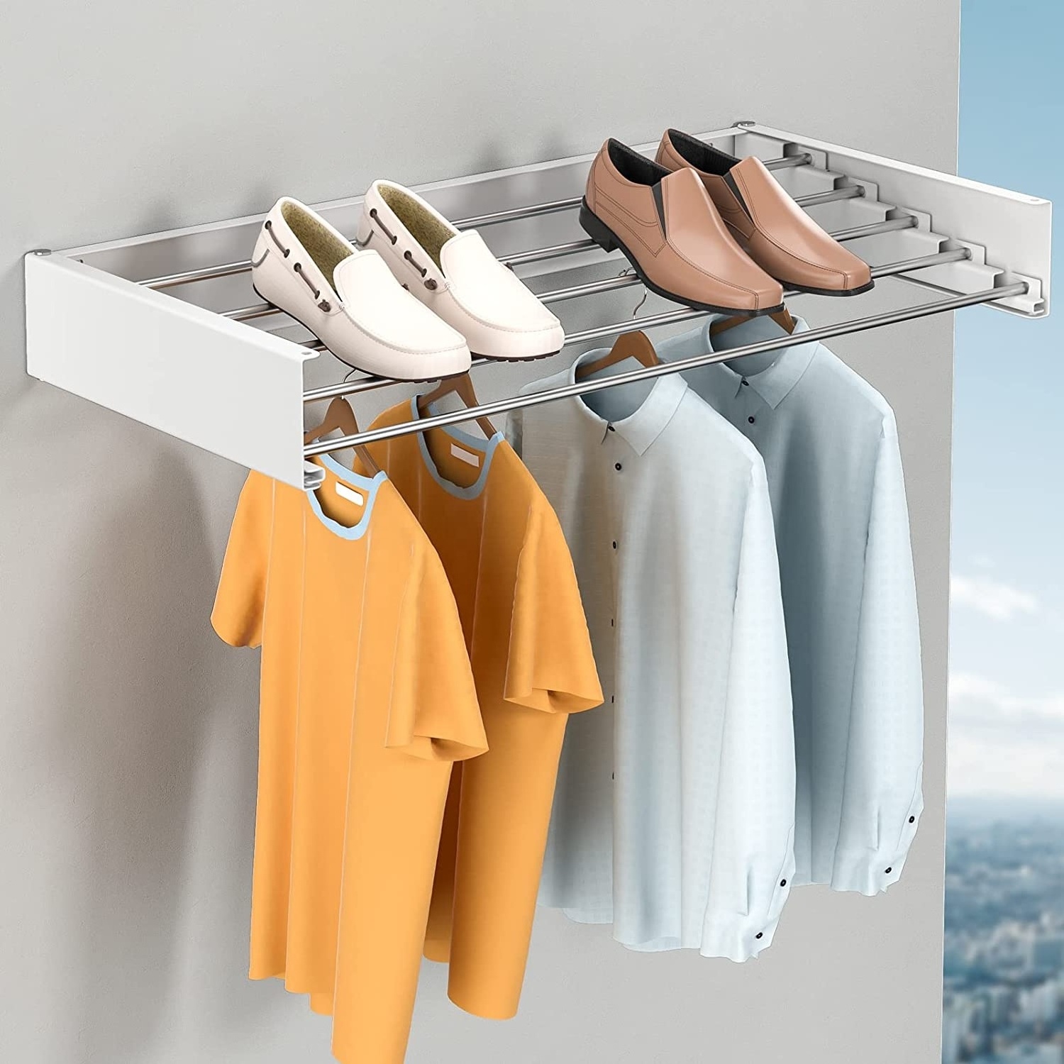 Laundry Clothes Rack Collapsible For Home Use 40 inches Elegant Type Wall Mounted