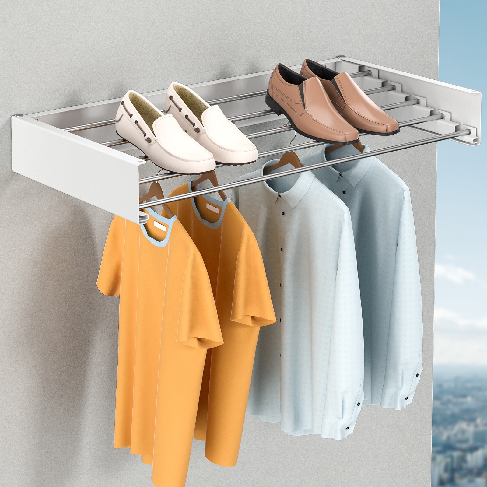 31.5 inches Elegant Wall Mounted Clothes Drying Rack For Home Use