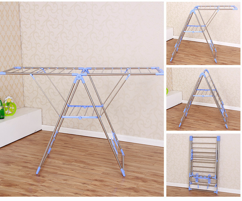 Multipurpose foldable laundry folding clothes hanger rack stainless steel lightweight stands & shoe racks