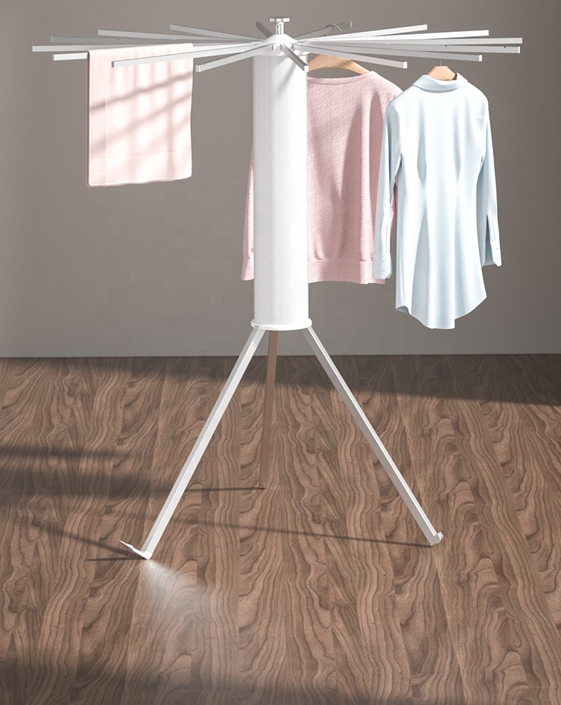 Elegant Standing Clothes Rack For Home Use | 16 Aluminum Rods With Plastic Top | Easy Carry Space Saving