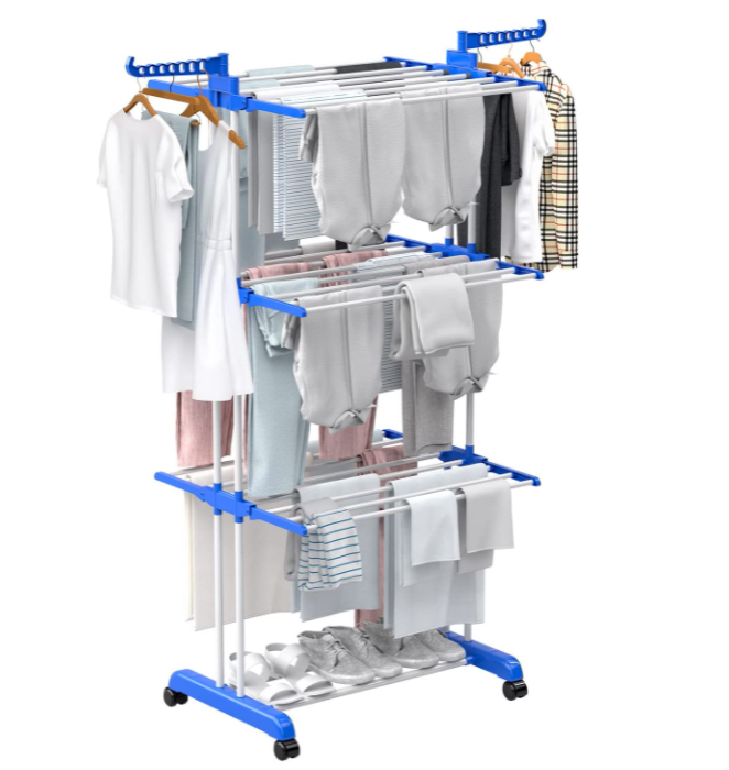 Large Clothes Drying Rack, 4-Tier Clothes Drying Rack Multi Purpose Clothes Rack