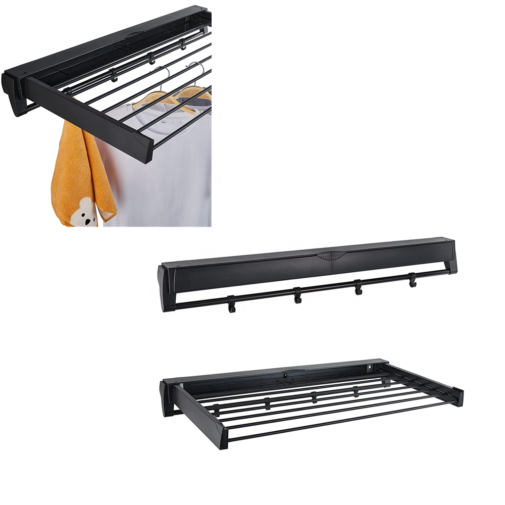 Wall mounted Compact Clothes Laundry Drying Racks Folding Towel Garment Hanger Dryer