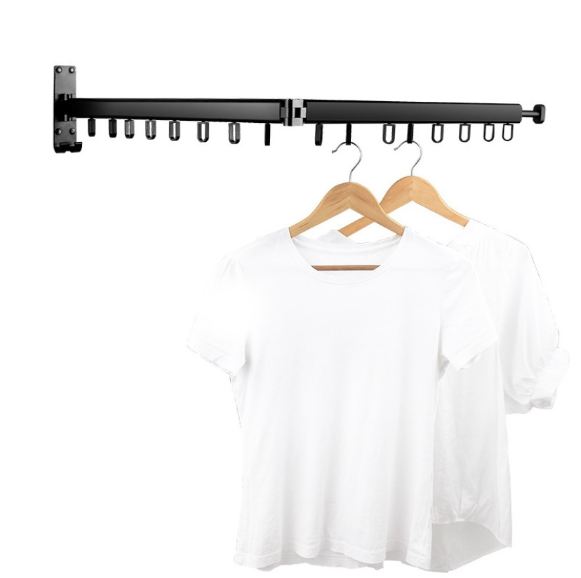 Reinforced Collapsible Wall Mounted Drying Rack Clothing for Laundry Room with O Shape Hooks