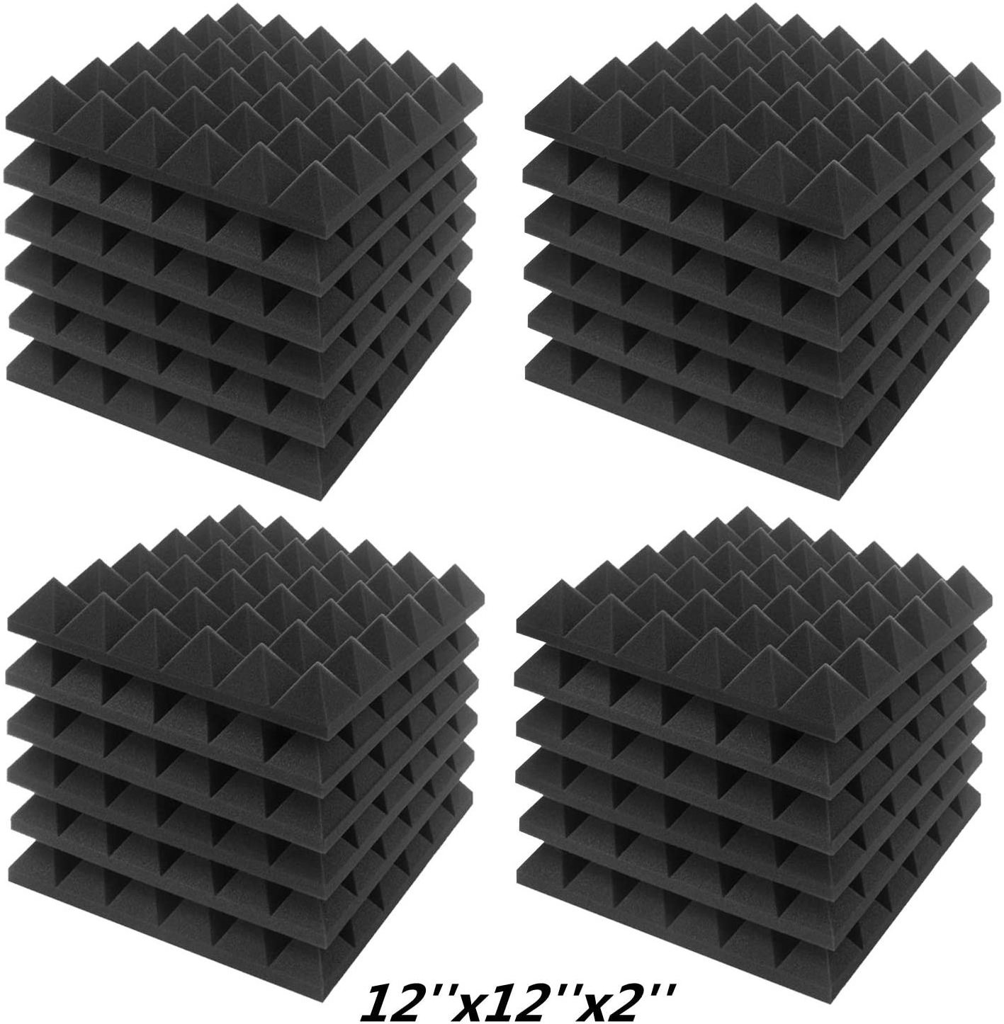 24pcs Pyramid Acoustic Foam Sound Proof Absorption Insulation Treatment Panel Soundproofing Sponge Pad Wall Panels