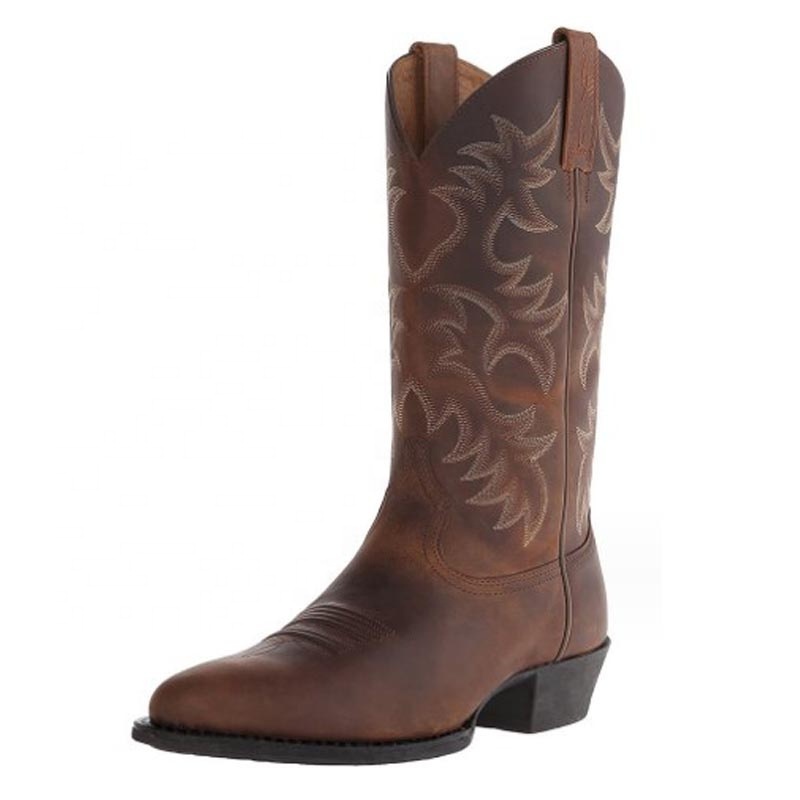 dropshipping 2023 Personality Leather Lined Boots Men' s big Size heel Western Cowboy Boots Embroidered Men' s riding Boot