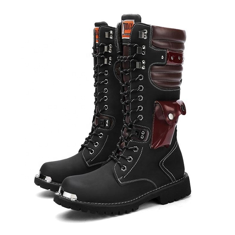 Dropshipping Custom Logo hunting Big Size unisex Motorcycle Boots Men Shoes Lace up outdoor Martin Boots for Men other boots