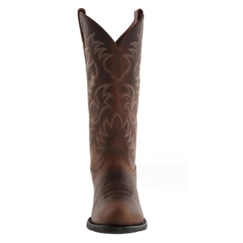 dropshipping 2023 Personality Leather Lined Boots Men' s big Size heel Western Cowboy Boots Embroidered Men' s riding Boot