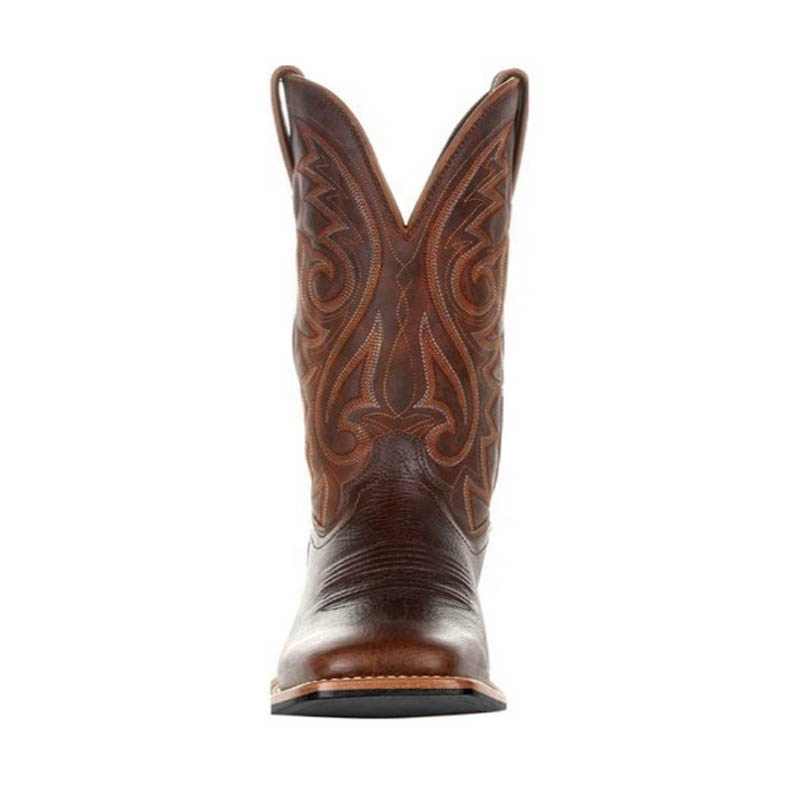 dropshipping 2023 Personality Leather Lined Boots Men' s  big Size Western Cowboy Boots Embroidered Men' s riding Boot