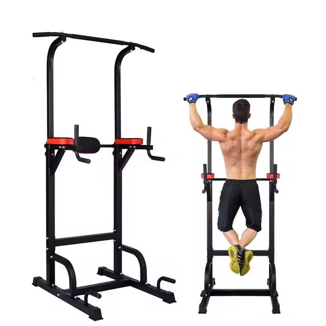 Workout Pull Up & Dip Station Adjustable Multi-Function Home Gym Equipment Strength Training Chest Press Power Tower Rack