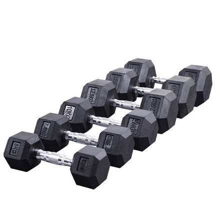 Factory direct sale Hexagon rubber coated dumbbell kg lbs weight lifting  Push-up stand  hex rubber dumbbell hex dumbbell