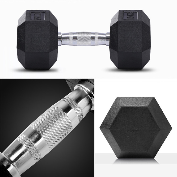 Factory direct sale Hexagon rubber coated dumbbell kg lbs weight lifting  Push-up stand  hex rubber dumbbell hex dumbbell