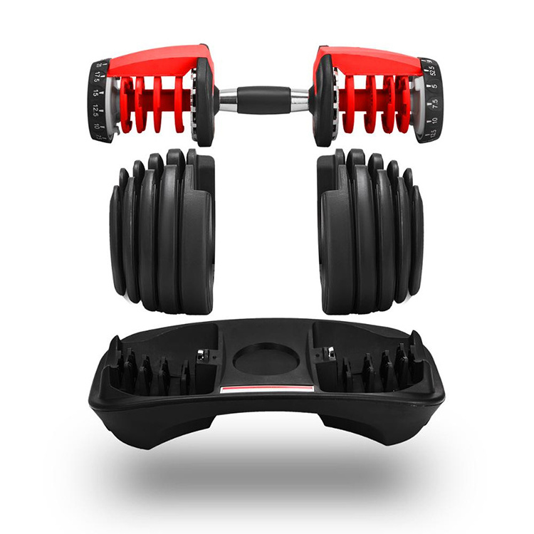 High quality gear automatic adjustable dumbbell set with rack twist dumbbell 24kg 40kg 52.5lbs 90lbs adjustable dumbbell set