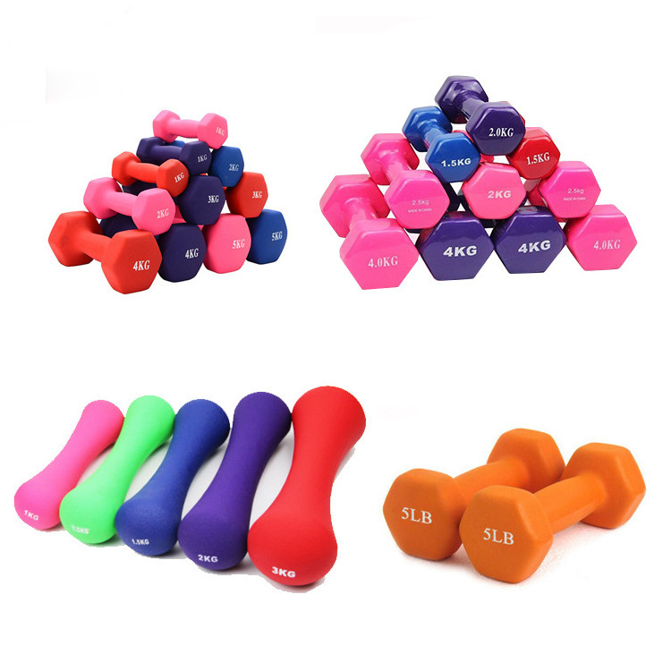 wholesale dip dumbbells set hex Gym dumbbells home gym equipment  weight lifting  neoprene vinyl dumbbell for women