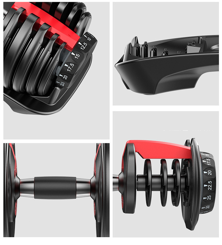 High quality gear automatic adjustable dumbbell set with rack twist dumbbell 24kg 40kg 52.5lbs 90lbs adjustable dumbbell set