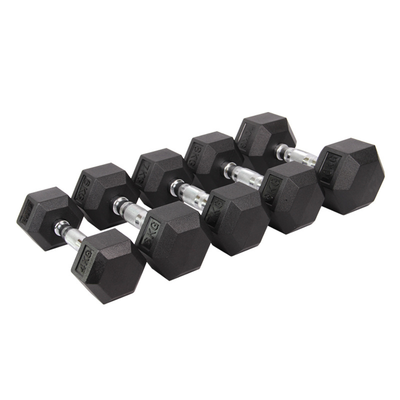 Factory direct sale Hexagon rubber coated dumbbell kg lbs weight lifting  Push-up stand  hex rubber dumbbell hex dumbbell