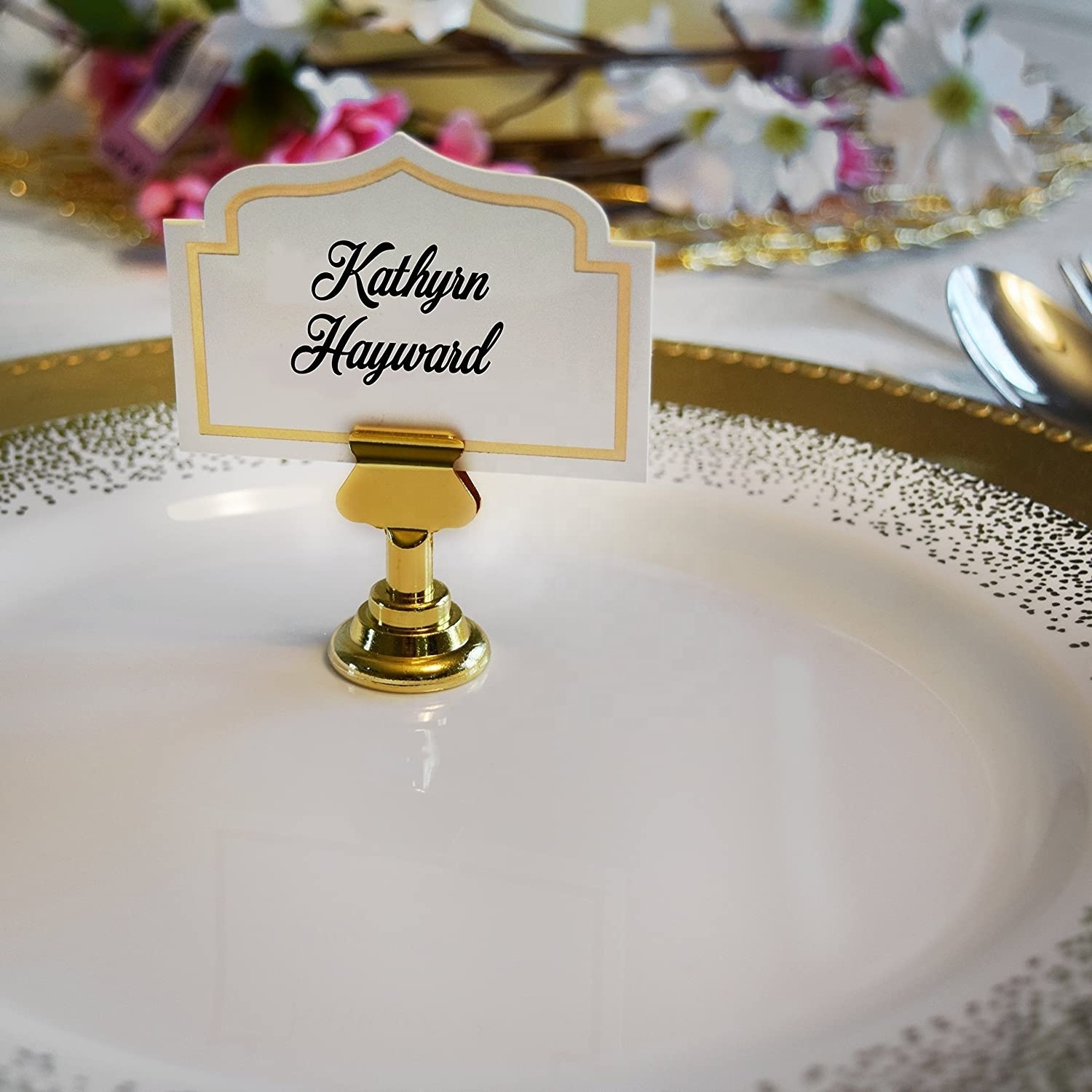 Festival Wedding Signs Name card holder gold silver black metal place card holder Table Number stand