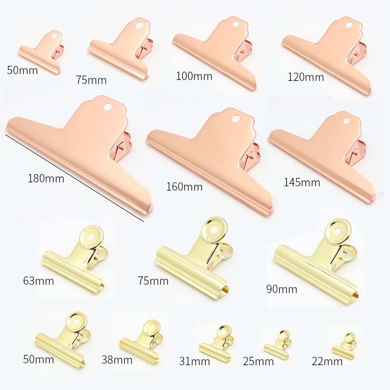 Gold & Rose Gold Metal Food  Bag paper clips Large Metal File Money clip paper binder clip clamps