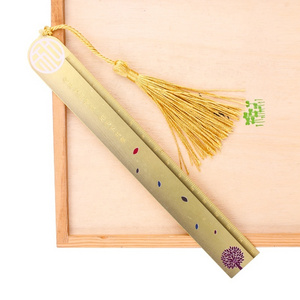 Factory wholesale custom UV printing gold brass bookmark ruler with tassels