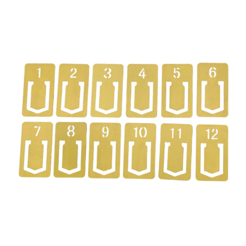 Reading School Work Book Lovers gifts  1-12 Number Brass Book Marks custom logo shaped  metal clip Bookmarks