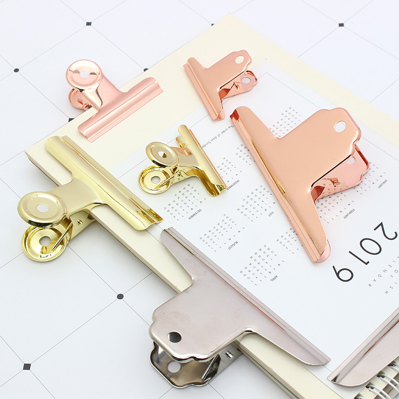 Gold & Rose Gold Metal Food  Bag paper clips Large Metal File Money clip paper binder clip clamps