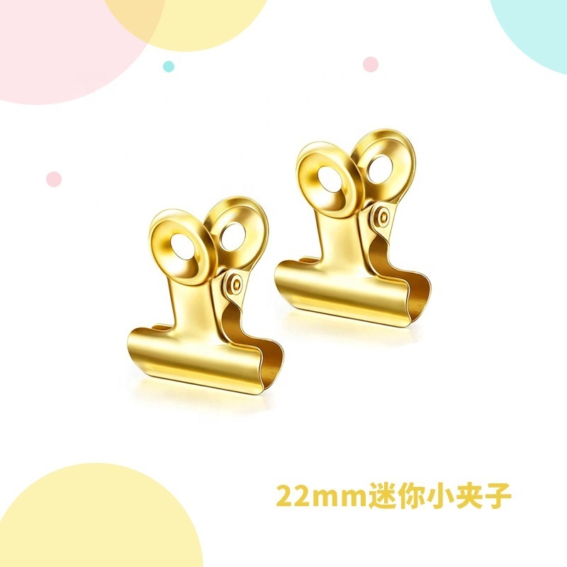 High quality Multi-color 22mm 32mm 38mm 50mm 63mm 75mm stainless steel metal bulldog clip bill clip file clip