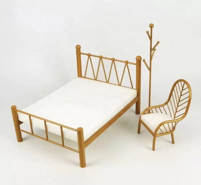 Hot Selling 1/6 BJD Doll House Furniture Miniature Metal Vintage Doll Bed