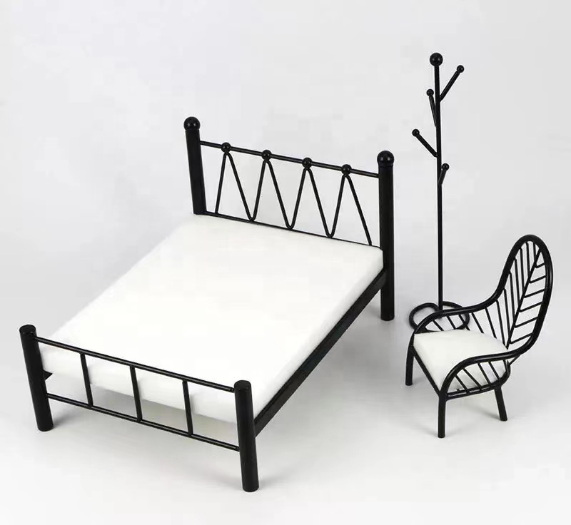 Hot Selling 1/6 BJD Doll House Furniture Miniature Metal Vintage Doll Bed