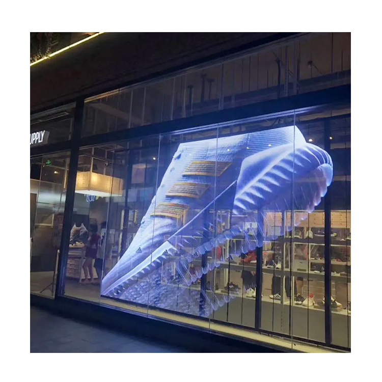 P3.91 High Transparency Adhesive Indoor Flexible Film Led Screen Full Color Glass Window Transparent Led Film Display Screen