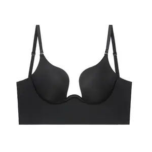 Low-cut sexy push-up bra backless women's bra U-shaped bra backless wedding underwear invisible seamless deep U underwear