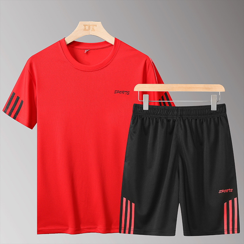 Men's Short Sets 2 Piece Outfits Casual Track Suits Short Sleeve Athletic Sweatsuits For Men Suitable Running