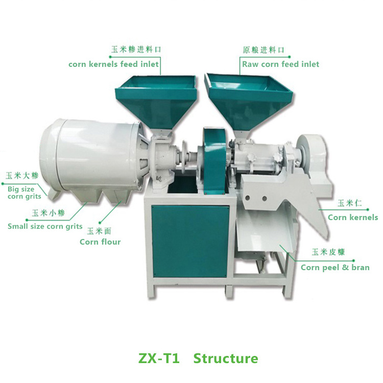 T1 small maize grits grinding machine for home use portable farmers corn groats meal mill machine in rarul food workshop