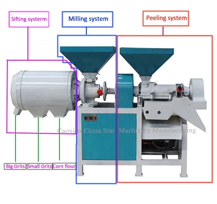 Corn grits machine/Corn grits machine in flour mill 15HP diesel engine maize gritz powder milling corn mill machine