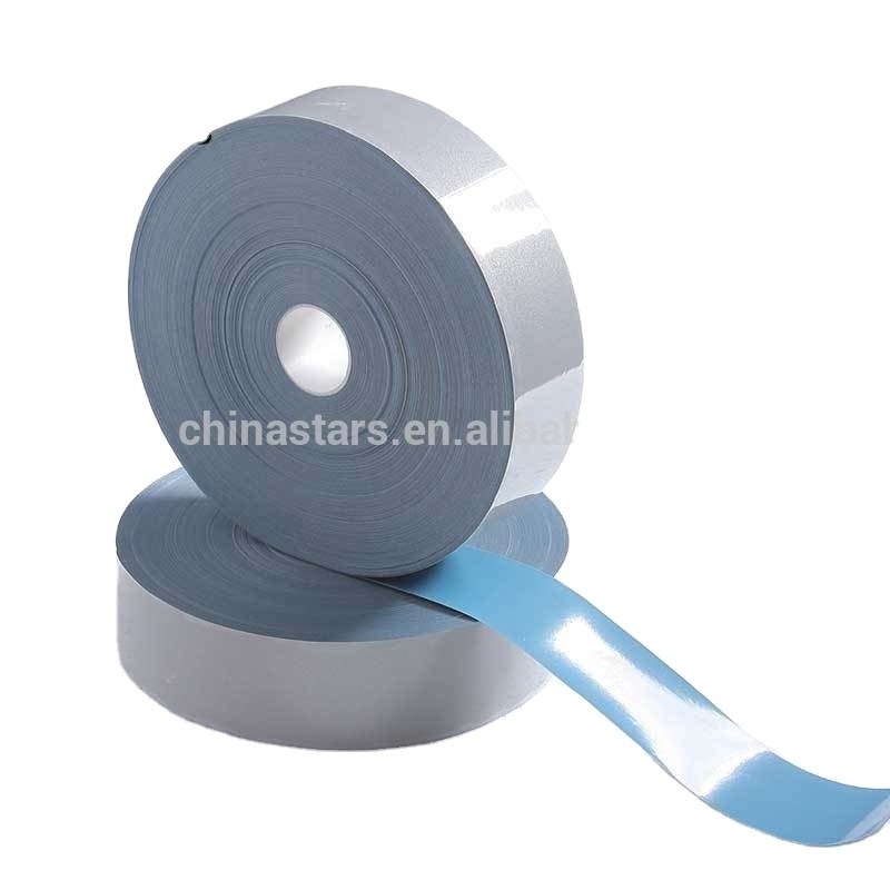 High visibility heat transfer elastic strips iron on silver reflective tape for clothing