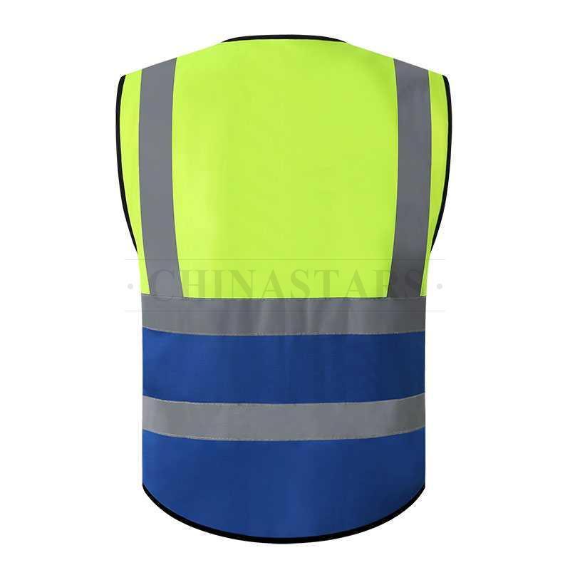 Wholesale Custon logo construction hi vis vest orange and blue reflective safety vest for Security work clothing