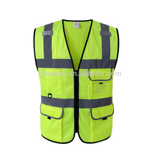 EN 20471 ANSI107 Class 2 certified breathable multi pockets safety vest with reflective strips