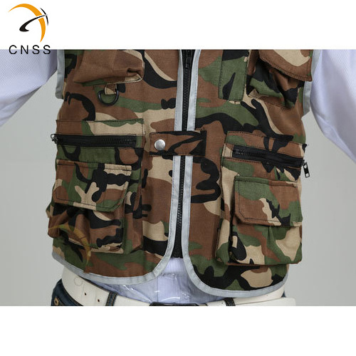 CSV-076 Camouflage camo pattern fashion cool sports reflective safety vest of Zipper with Adjustable snap buckles