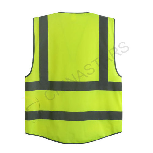 Size XL Cnss120150 hi vis fluorescent yellow knitted fabric warning safety vest/waistcoat with reflective tape/trim/strip pocket