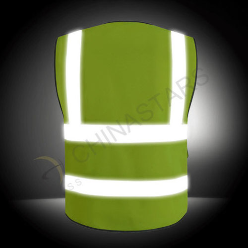 Size XL Cnss120150 hi vis fluorescent yellow knitted fabric warning safety vest/waistcoat with reflective tape/trim/strip pocket