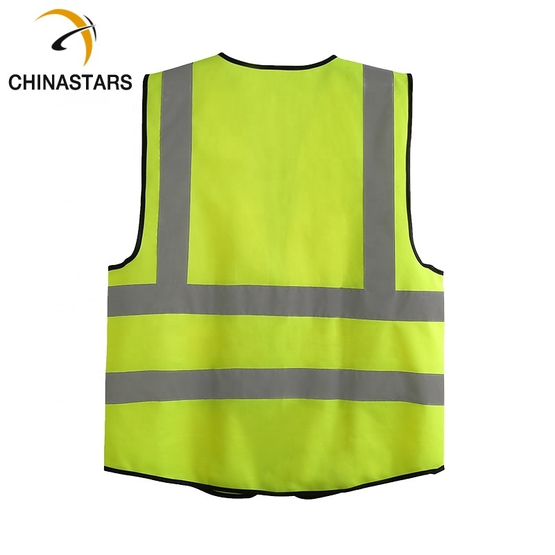 Customizable logos high visibility security construction warning safety vest with silver reflective tape