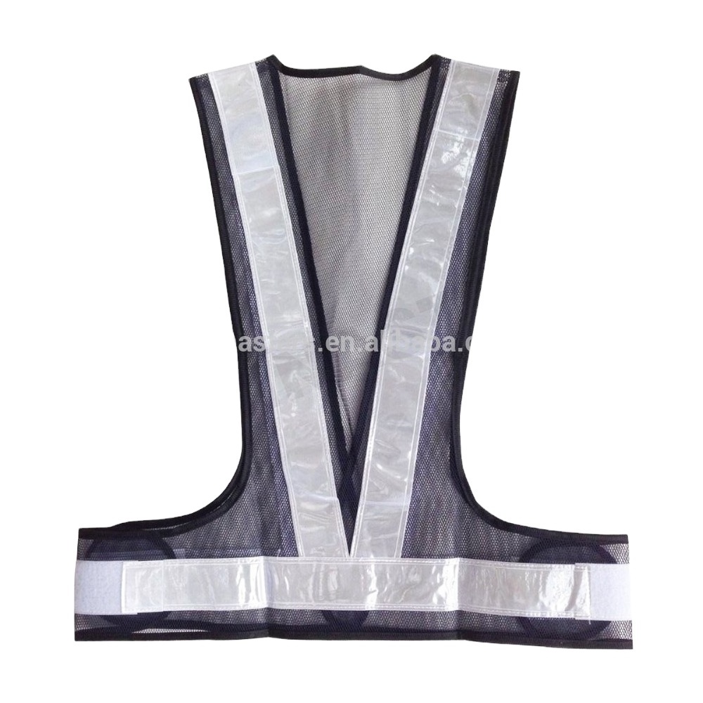 High visibility customized logo factory supply construction work wear black reflective safety vests