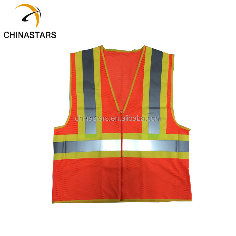 Canada style fluo orange safety vest with en471 reflective tape