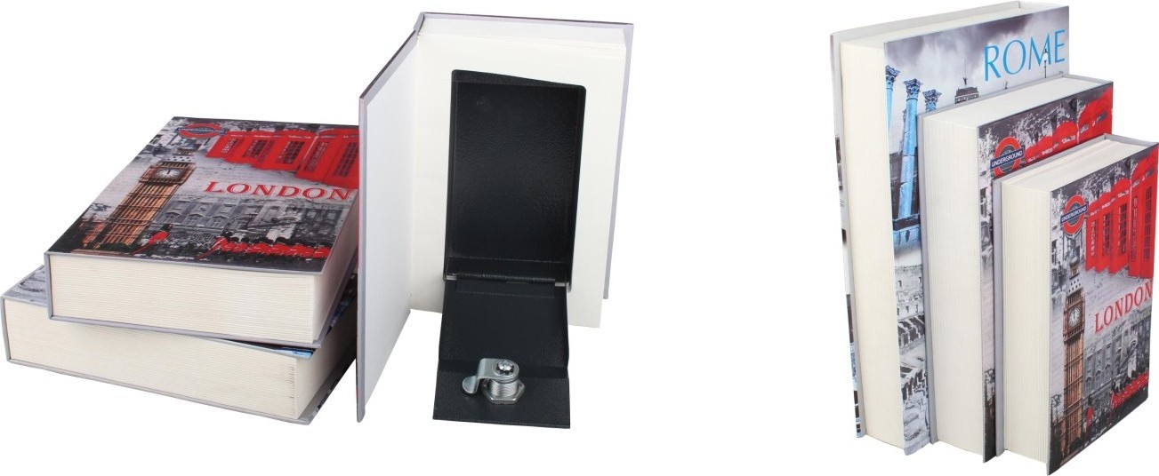 Wholesale Dictionary book safe box with combination key lock,Real Paper Transfer Book Safe