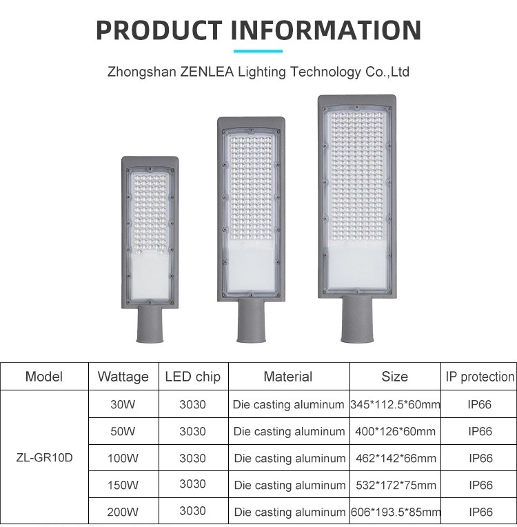 Country road Lighting Waterproof Outdoor IP66 StreetLight 30w 50w 100w 150w 200w 240w Aluminum Led Street Light