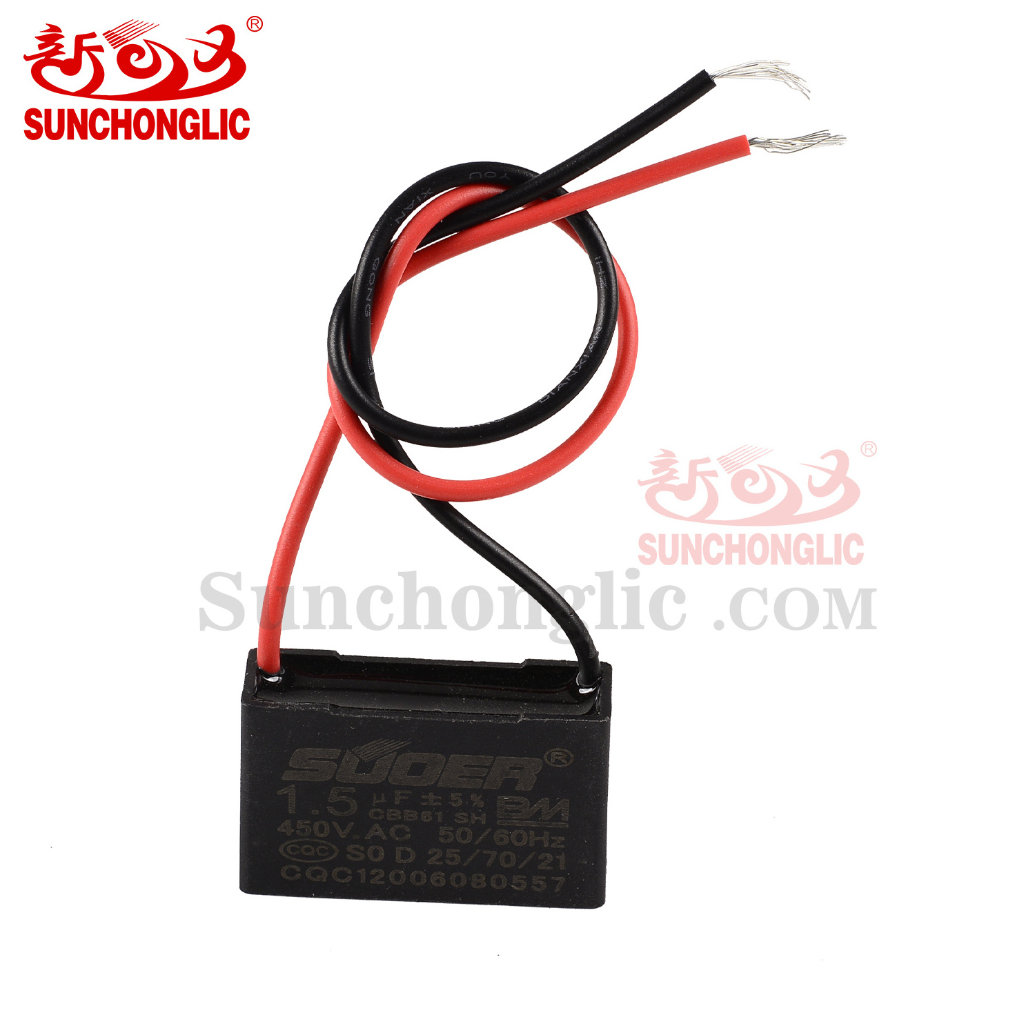 Sunchonglic fastory sale electric fan parts capacitor 1.5uf 450v fan capacitor